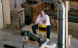 Florian Wagner bei der Arbeit an einem Möbelprojekt im Atelier bei München